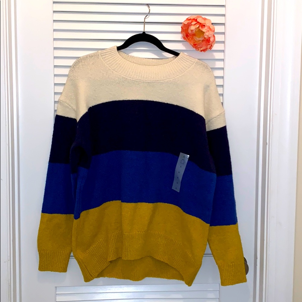 BNWT Cream, Navy, Royal Blue & Mustard Sweater